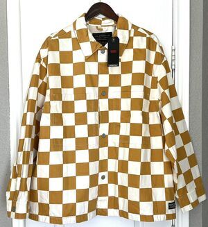 Levis Portola Utility Chore Oversized Jacket Sz L Checker Print Fez Check Egret